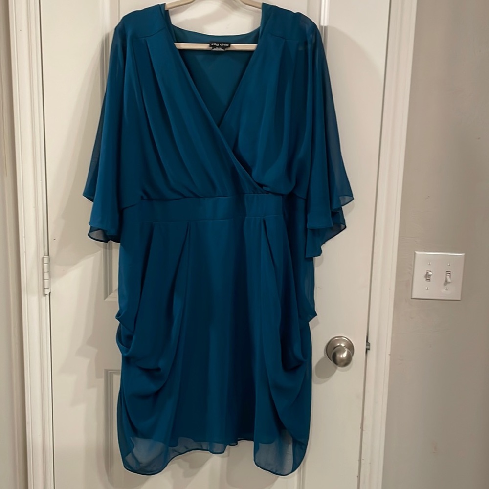 City Chic dark teal dress